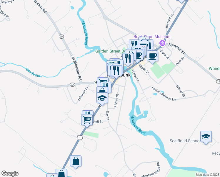 map of restaurants, bars, coffee shops, grocery stores, and more near 20 York St in Kennebunk