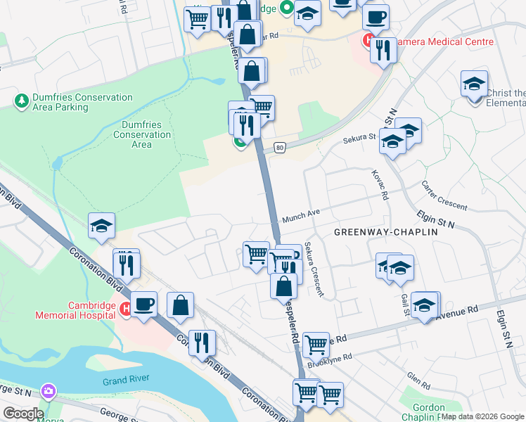 map of restaurants, bars, coffee shops, grocery stores, and more near in Cambridge