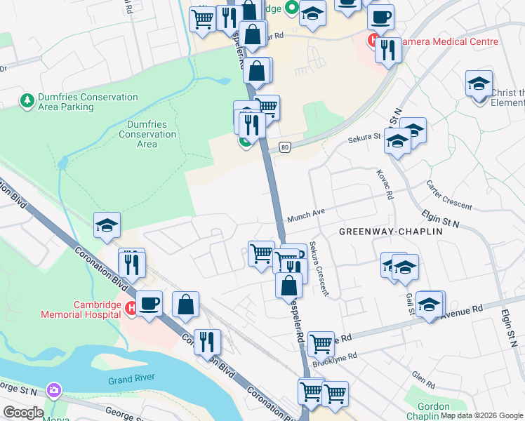 map of restaurants, bars, coffee shops, grocery stores, and more near in Cambridge