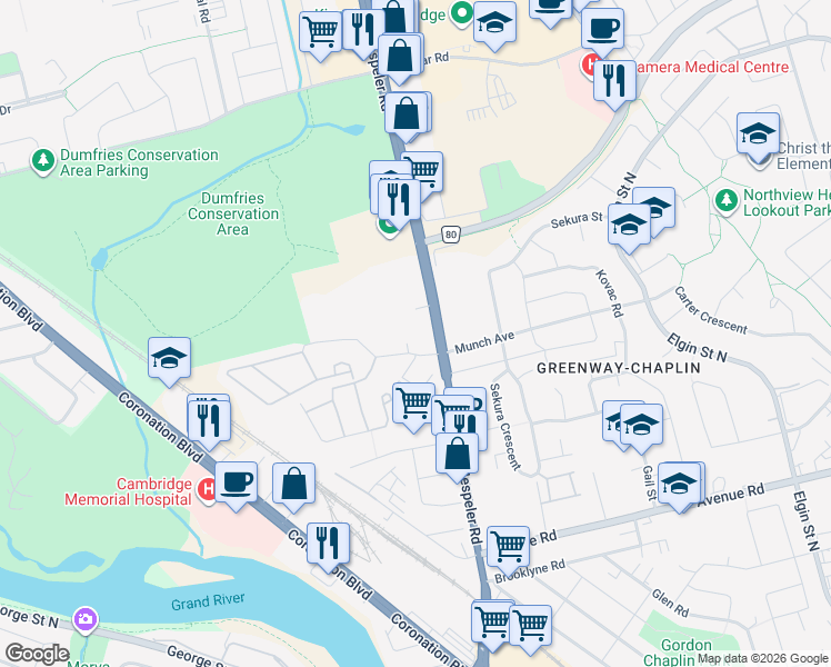 map of restaurants, bars, coffee shops, grocery stores, and more near in Cambridge