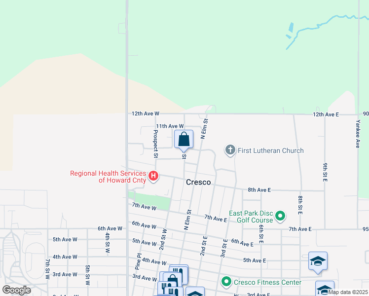 map of restaurants, bars, coffee shops, grocery stores, and more near 971 Division St in Cresco