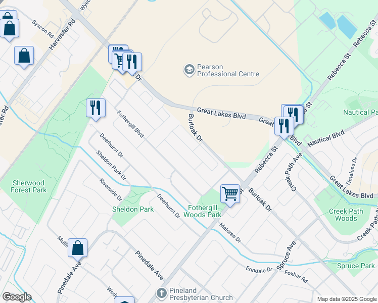 map of restaurants, bars, coffee shops, grocery stores, and more near 540 Delphine Drive in Burlington