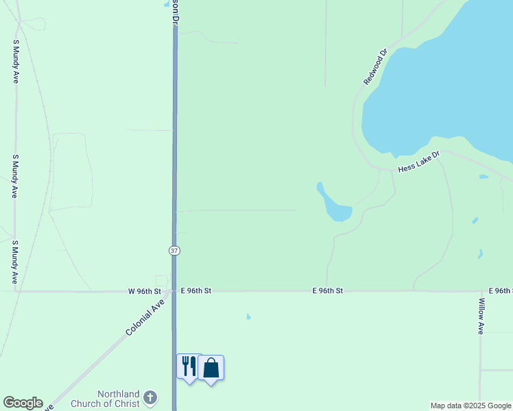 map of restaurants, bars, coffee shops, grocery stores, and more near 9394 Mason Drive in Newaygo