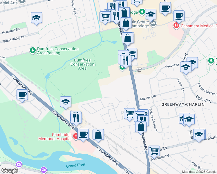 map of restaurants, bars, coffee shops, grocery stores, and more near in Cambridge