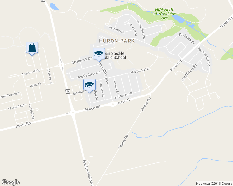 map of restaurants, bars, coffee shops, grocery stores, and more near 15 Cannes Street in Kitchener
