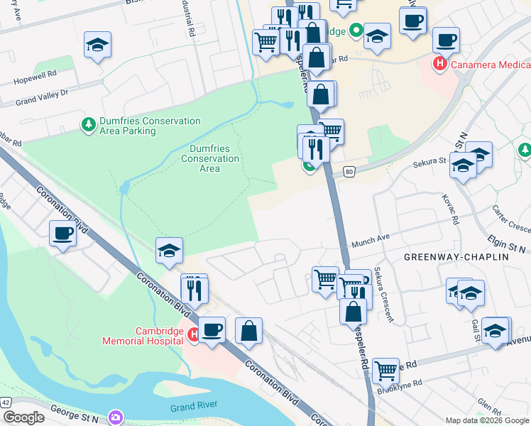 map of restaurants, bars, coffee shops, grocery stores, and more near 25 Isherwood Avenue in Cambridge