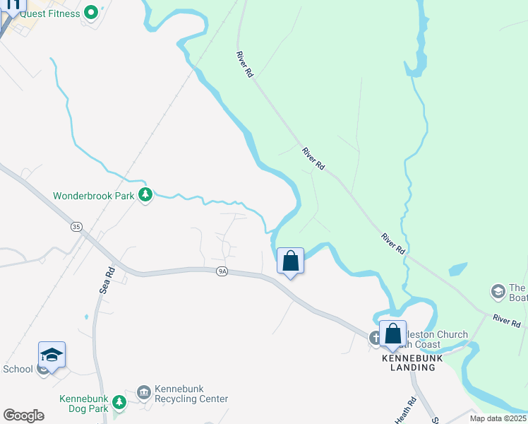 map of restaurants, bars, coffee shops, grocery stores, and more near 1 Gilpatrick Shipyard Lane in Kennebunk