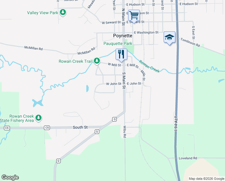 map of restaurants, bars, coffee shops, grocery stores, and more near 202 Pauquette Drive in Poynette