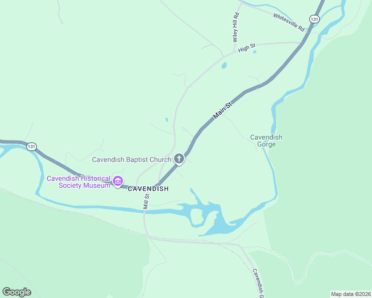 map of restaurants, bars, coffee shops, grocery stores, and more near 2351 Vermont 131 in Cavendish