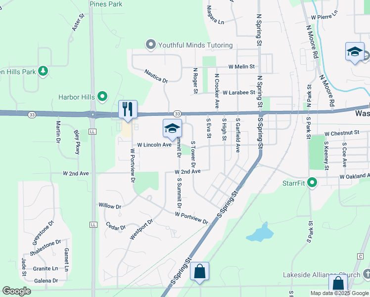 map of restaurants, bars, coffee shops, grocery stores, and more near 1215 West Lincoln Avenue in Port Washington