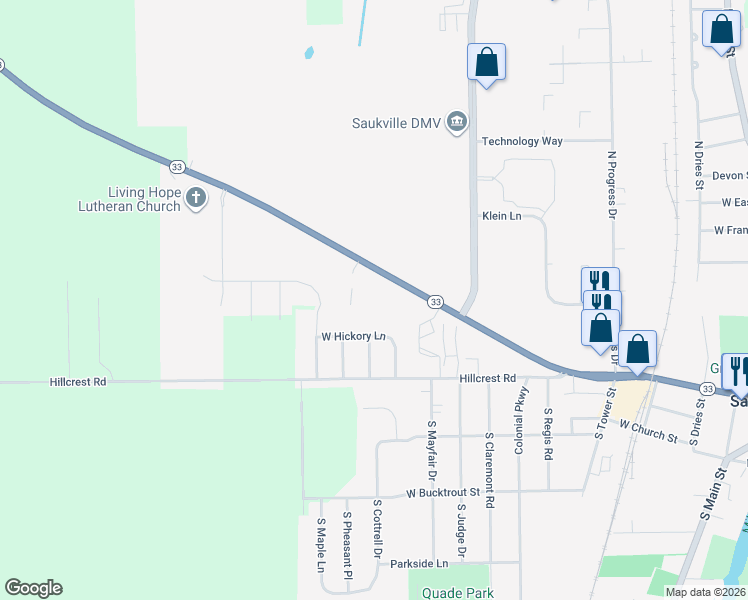 map of restaurants, bars, coffee shops, grocery stores, and more near 693 West Dekora Street in Saukville