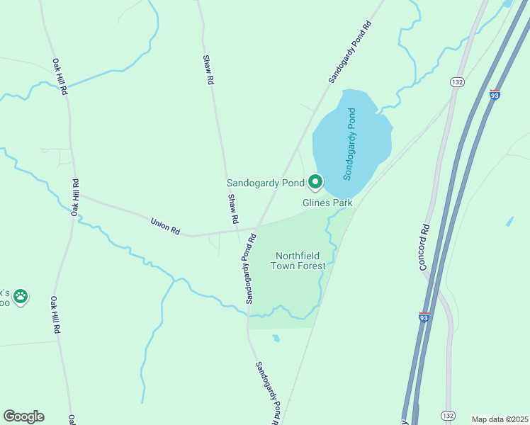map of restaurants, bars, coffee shops, grocery stores, and more near Sandogardy Pond Road in Northfield