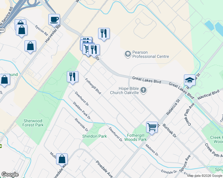 map of restaurants, bars, coffee shops, grocery stores, and more near in Burlington