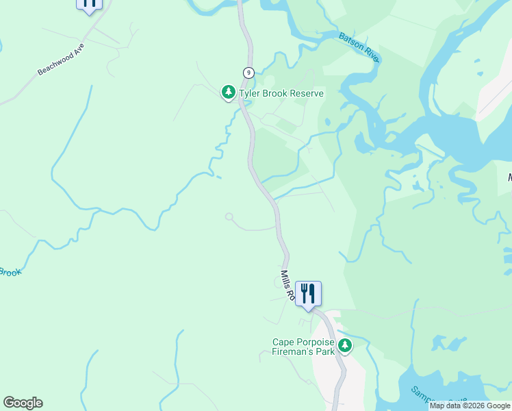 map of restaurants, bars, coffee shops, grocery stores, and more near 106 Mills Road in Kennebunkport
