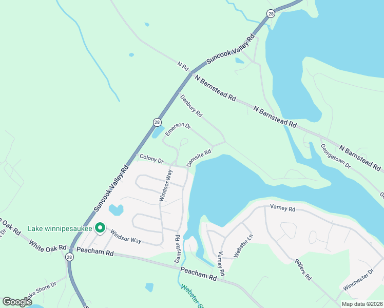 map of restaurants, bars, coffee shops, grocery stores, and more near 103 Damsite Road in Barnstead