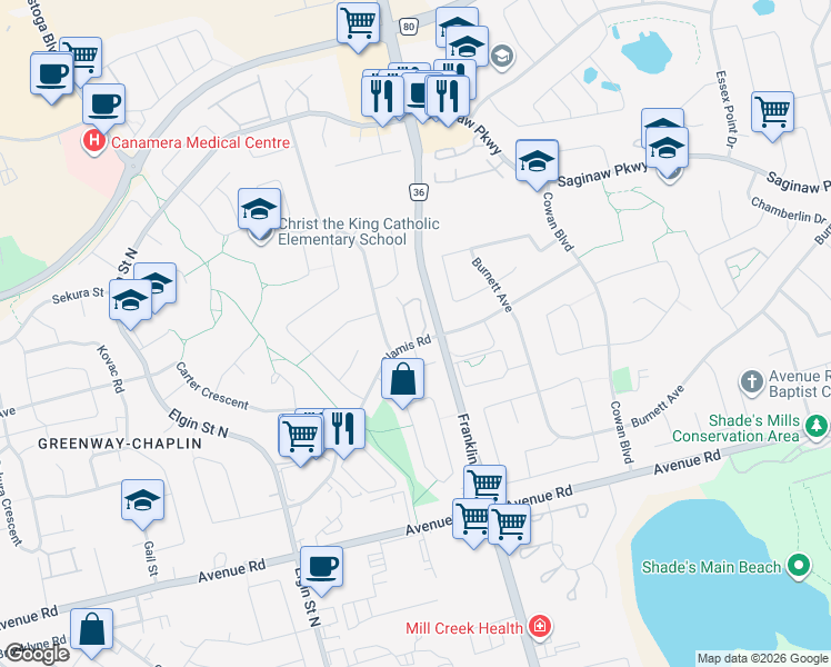 map of restaurants, bars, coffee shops, grocery stores, and more near 40 Northview Heights Drive in Cambridge