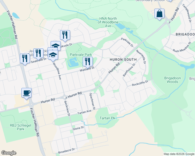 map of restaurants, bars, coffee shops, grocery stores, and more near in Kitchener