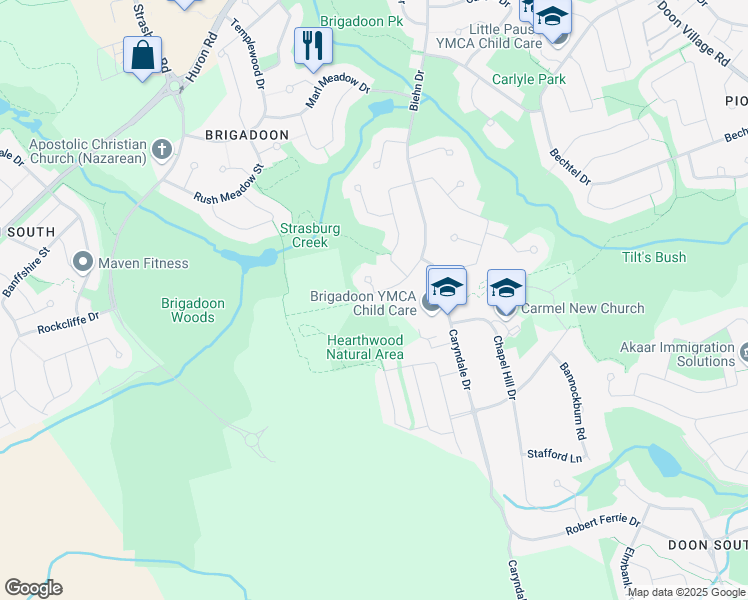 map of restaurants, bars, coffee shops, grocery stores, and more near 372 Biehn Drive in Kitchener