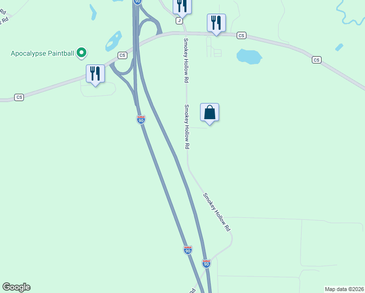 map of restaurants, bars, coffee shops, grocery stores, and more near N3019 Smokey Hollow Road in Poynette