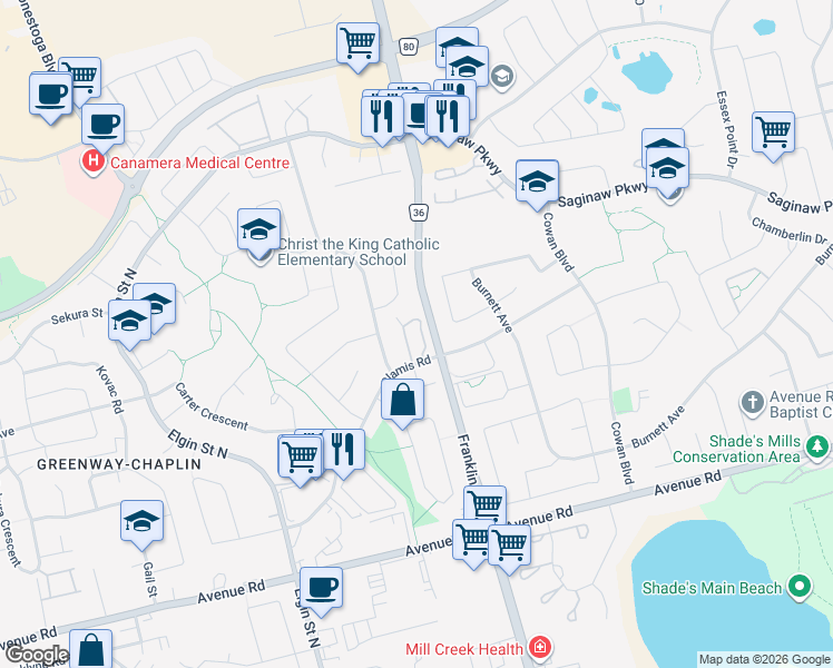 map of restaurants, bars, coffee shops, grocery stores, and more near 40 Northview Heights Drive in Cambridge