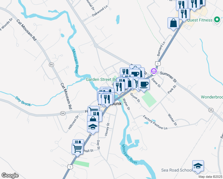map of restaurants, bars, coffee shops, grocery stores, and more near 4 Berry Court in Kennebunk