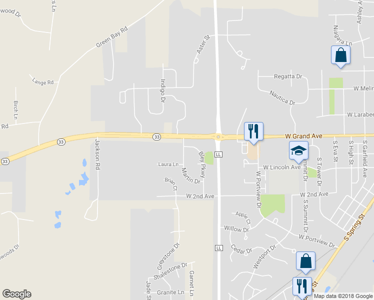 map of restaurants, bars, coffee shops, grocery stores, and more near 128 Martin Drive in Port Washington
