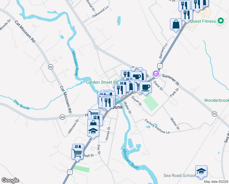 map of restaurants, bars, coffee shops, grocery stores, and more near 4 Berry Court in Kennebunk