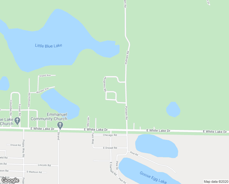map of restaurants, bars, coffee shops, grocery stores, and more near Progress Road in Twin Lake