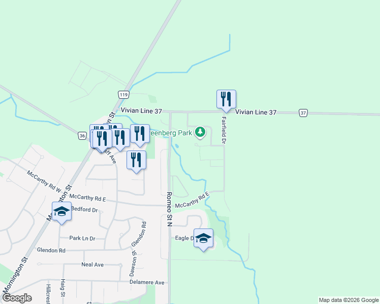 map of restaurants, bars, coffee shops, grocery stores, and more near 55 Harrison Street in Stratford