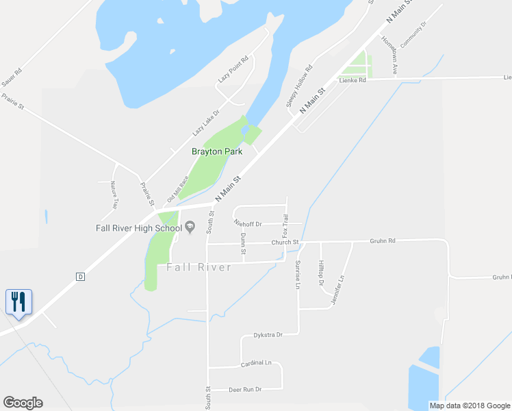 map of restaurants, bars, coffee shops, grocery stores, and more near 274 Niehoff Drive in Fall River