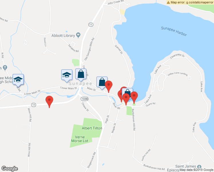 map of restaurants, bars, coffee shops, grocery stores, and more near 10 Alpine Court in Sunapee