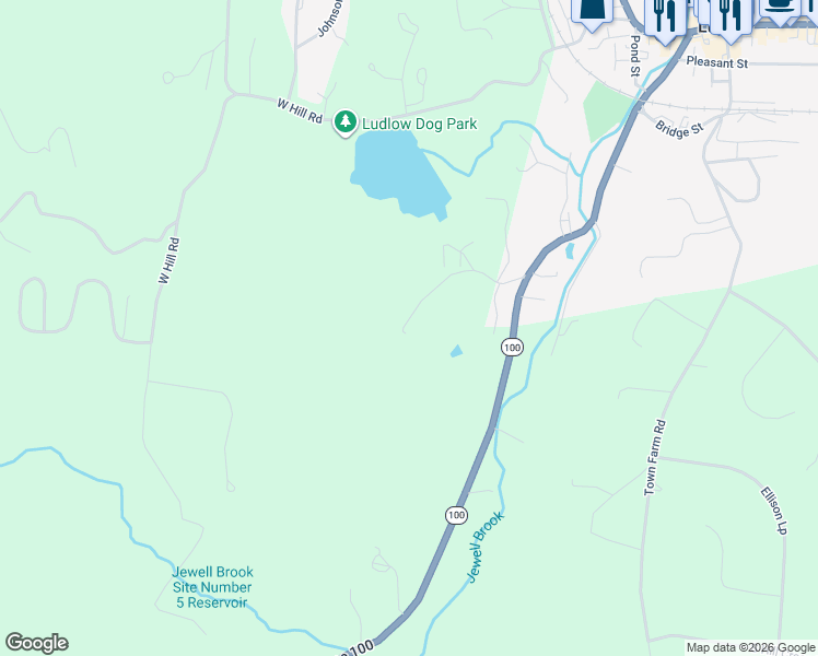 map of restaurants, bars, coffee shops, grocery stores, and more near 85 Pallotta's Hemingway Hill Road in Ludlow