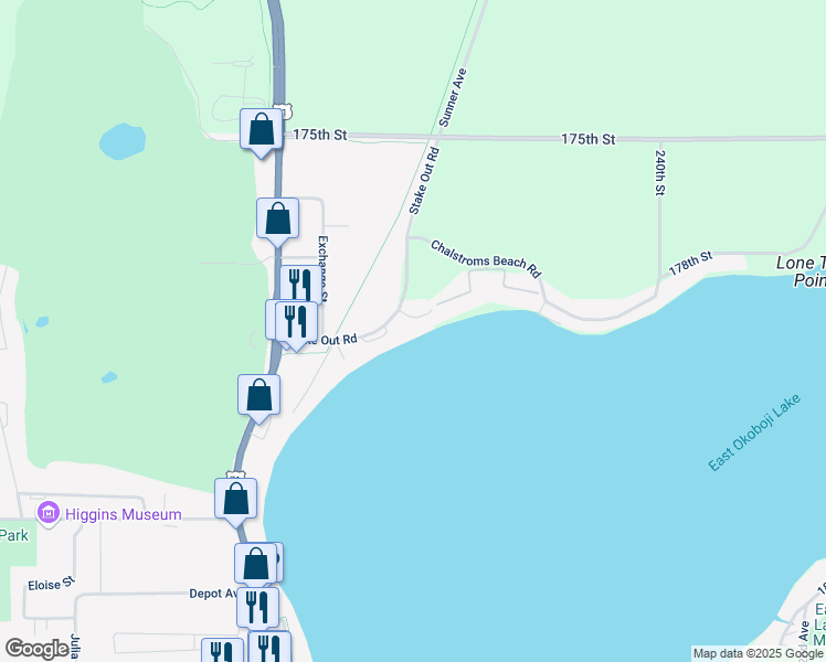 map of restaurants, bars, coffee shops, grocery stores, and more near 1501-1517 Chalstroms Circle in Okoboji