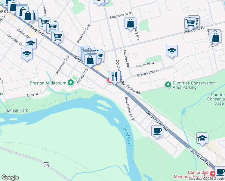 map of restaurants, bars, coffee shops, grocery stores, and more near in Cambridge