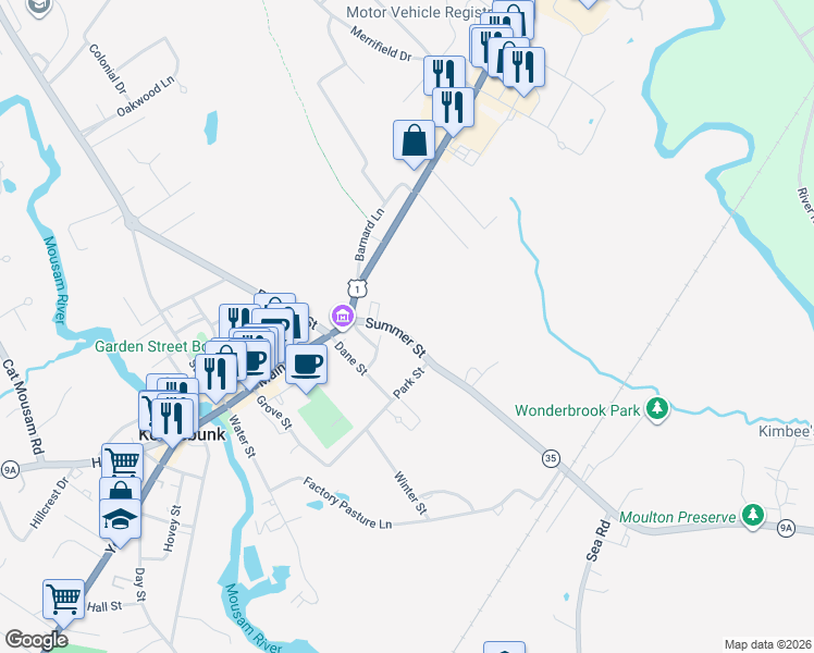 map of restaurants, bars, coffee shops, grocery stores, and more near 14 Summer Street in Kennebunk