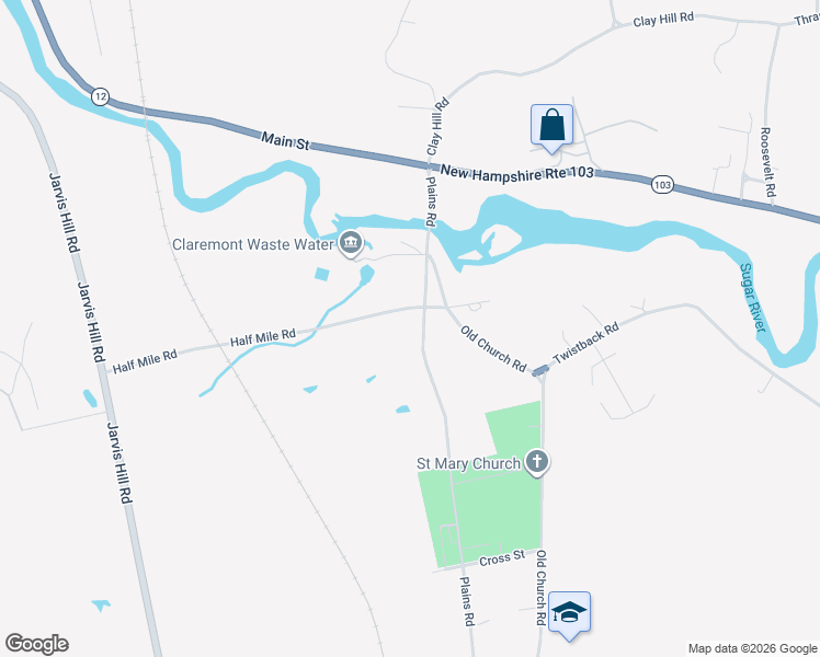 map of restaurants, bars, coffee shops, grocery stores, and more near 293 Plains Road in Claremont