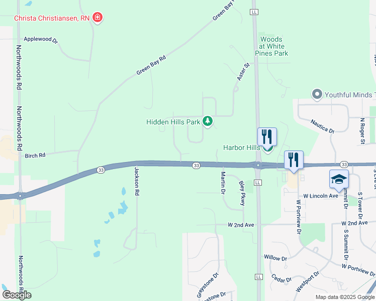 map of restaurants, bars, coffee shops, grocery stores, and more near 2364 Wisconsin 33 in West Bend