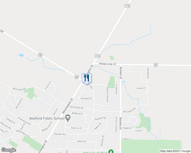 map of restaurants, bars, coffee shops, grocery stores, and more near 230 Kemp Crescent in Stratford