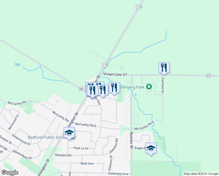 map of restaurants, bars, coffee shops, grocery stores, and more near 230 Kemp Crescent in Stratford