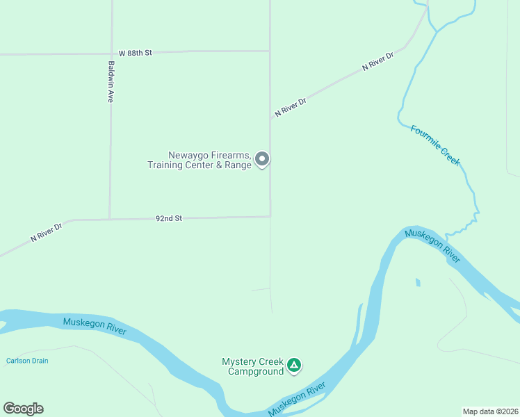 map of restaurants, bars, coffee shops, grocery stores, and more near 9204 Wisner Avenue in Newaygo