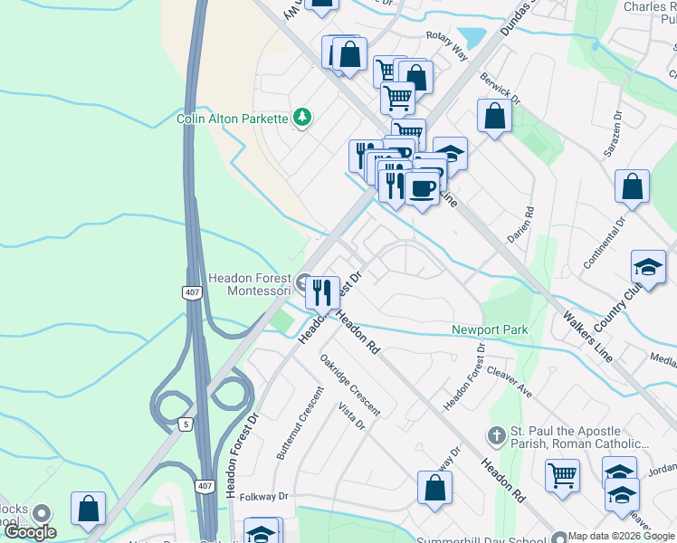 map of restaurants, bars, coffee shops, grocery stores, and more near 2530 Northampton Boulevard in Burlington