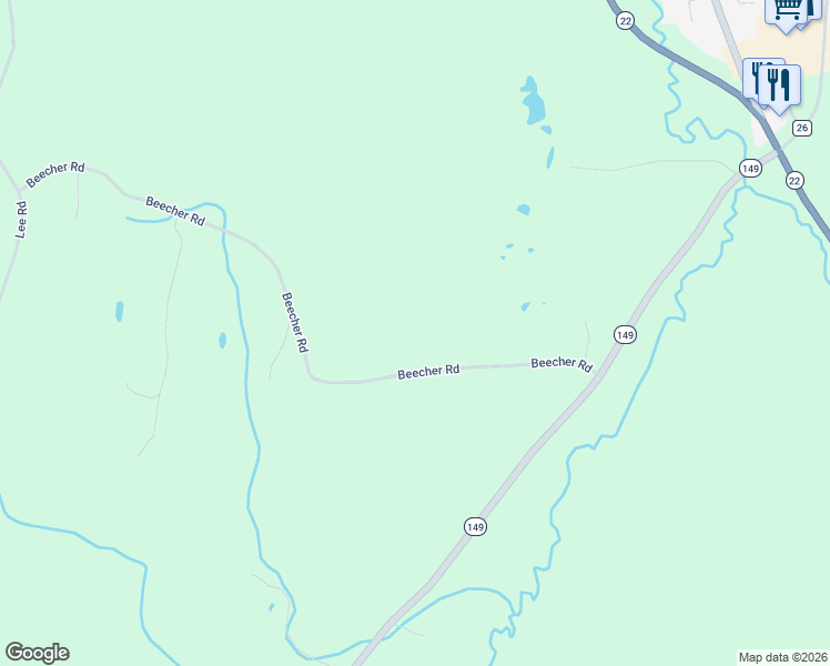 map of restaurants, bars, coffee shops, grocery stores, and more near 209 Beecher Road in Granville