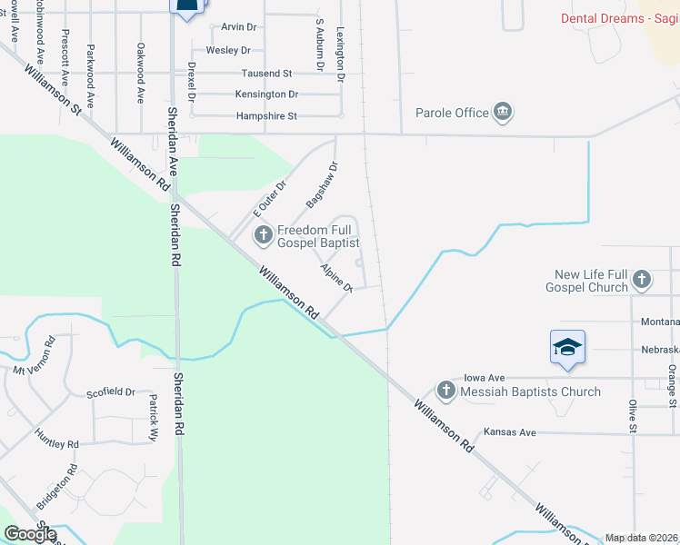 map of restaurants, bars, coffee shops, grocery stores, and more near 15 Delray Street in Saginaw