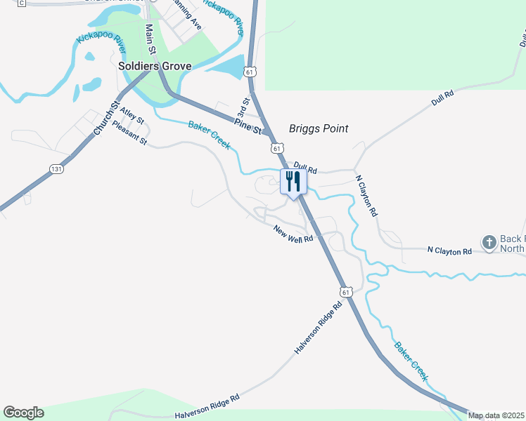 map of restaurants, bars, coffee shops, grocery stores, and more near 102 Sunset Avenue in Soldiers Grove