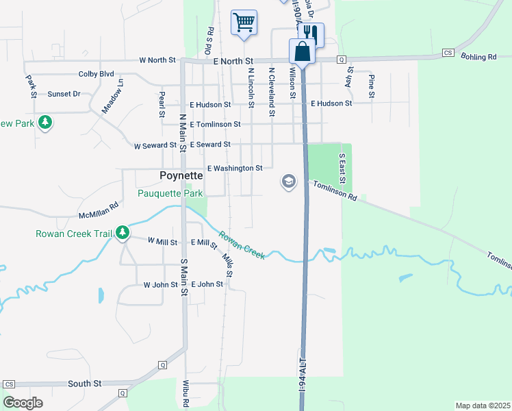 map of restaurants, bars, coffee shops, grocery stores, and more near 215 South Lincoln Street in Poynette