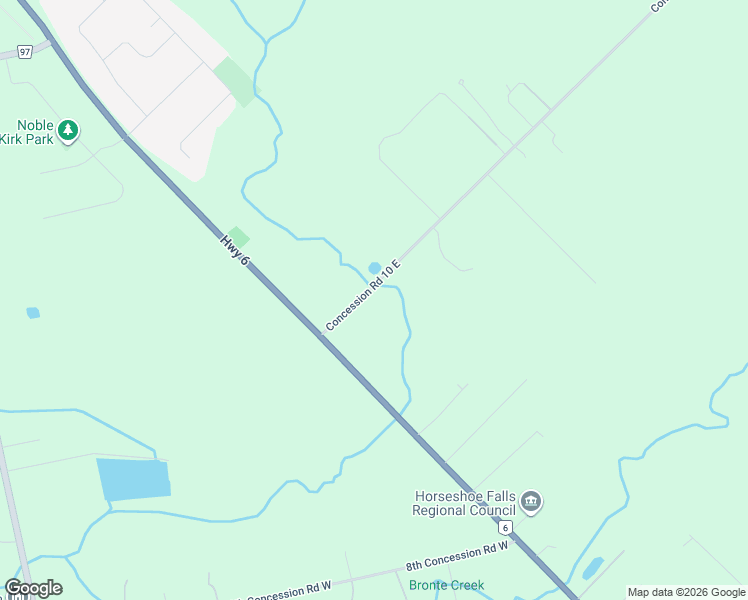 map of restaurants, bars, coffee shops, grocery stores, and more near 22 10 Concession Road East in Hamilton