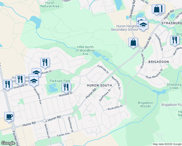 map of restaurants, bars, coffee shops, grocery stores, and more near 314 Featherstone Crescent in Kitchener