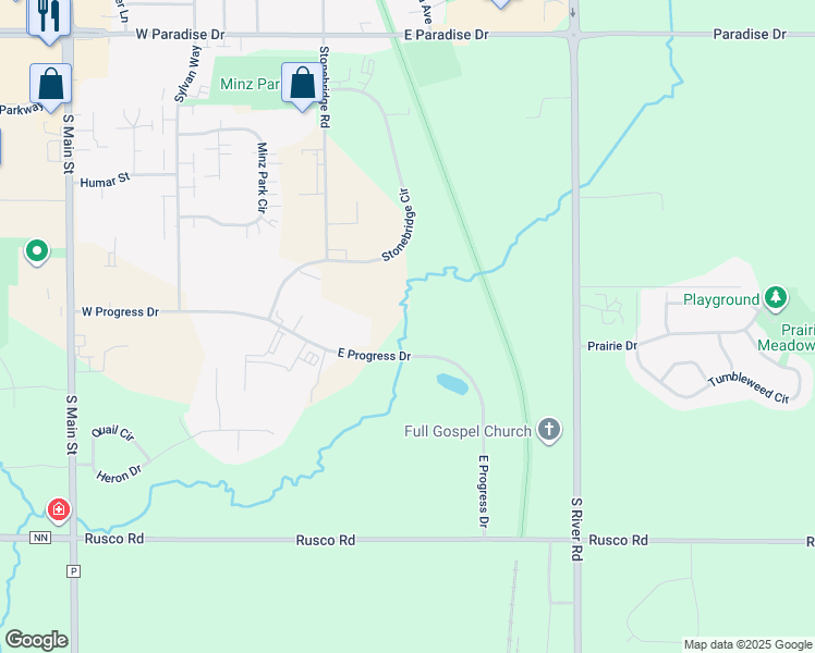 map of restaurants, bars, coffee shops, grocery stores, and more near 600 East Progress Drive in West Bend