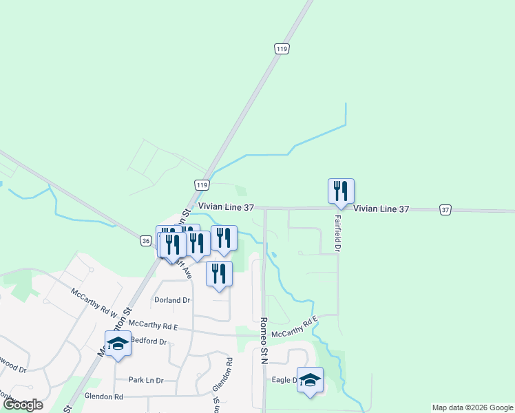 map of restaurants, bars, coffee shops, grocery stores, and more near 3202 Vivian Line 37 in Stratford