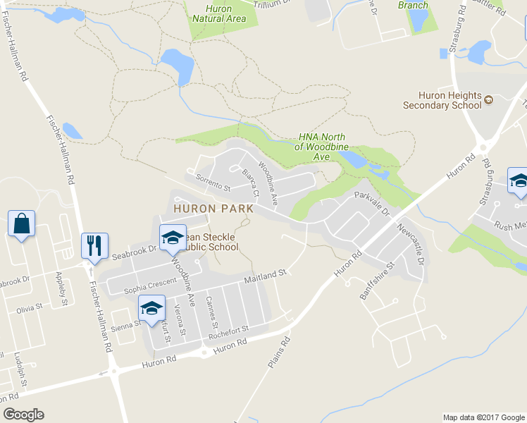 map of restaurants, bars, coffee shops, grocery stores, and more near 229 Parkvale Drive in Kitchener